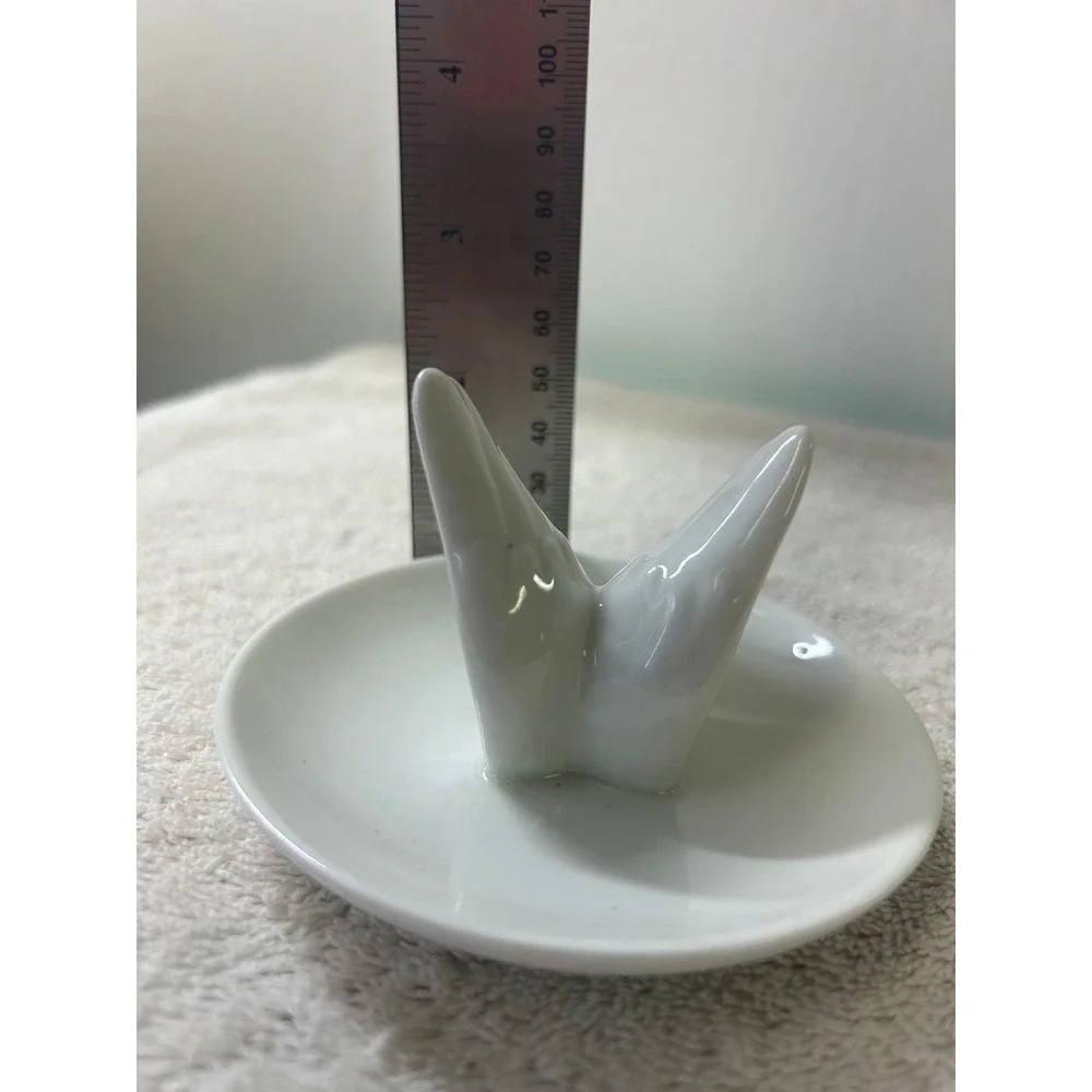 Greenbrier International White Ceramic Butterfly Ring Holder Trinket Dish 277044